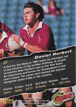 1996 Futera Rugby Union #37 Daniel Herbert Back